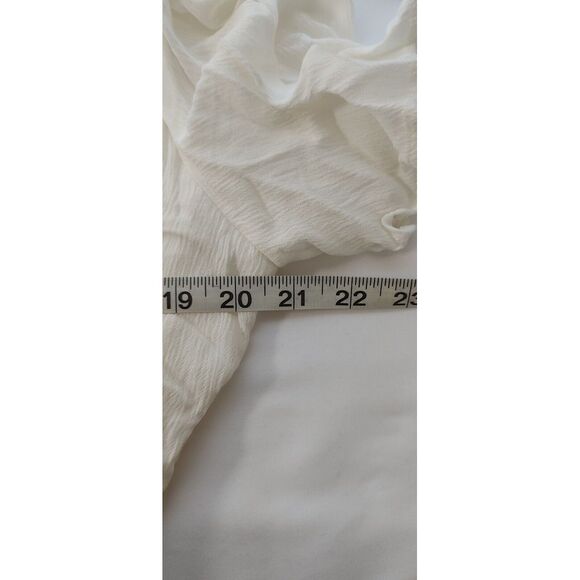 Lace Trim Dress White V Neck Button Front Short Sleeve Dress - Picture 6 of 13